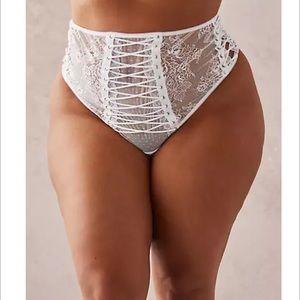 Torrid white lace up high waist thong panty